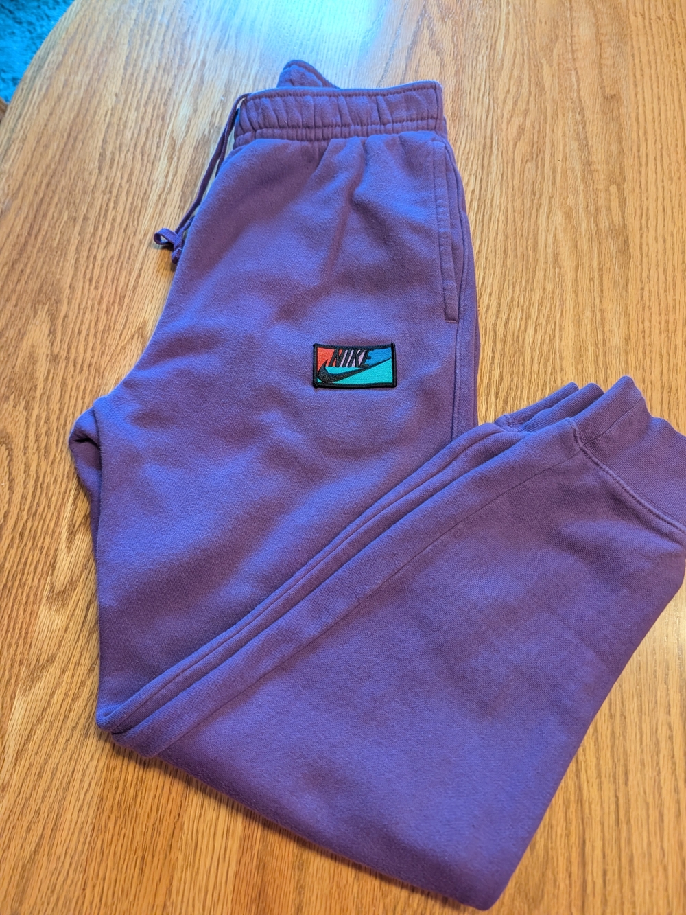 Nike Purple Fleece Joggers with Color-Block Nike Patch Unisex Size Small